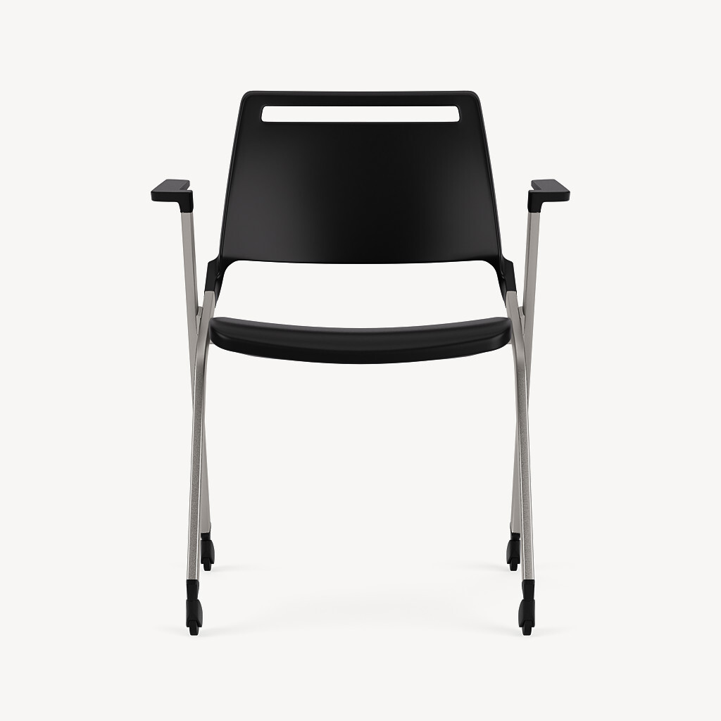 711-black-poly-clean-chrome-frame-arms-casters-front