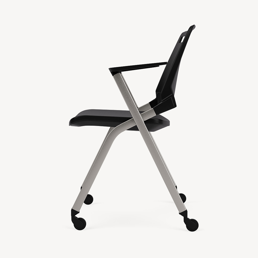 711-black-poly-clean-chrome-frame-arms-casters-side