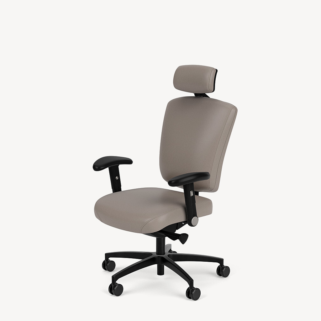 1303-black-rollback-arm-taupe-upholstery-upholstered-backshell-headrest-front45