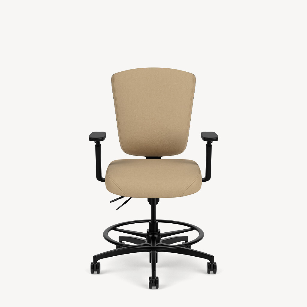 1303S-stool-black-framework-tan-upholstery-front