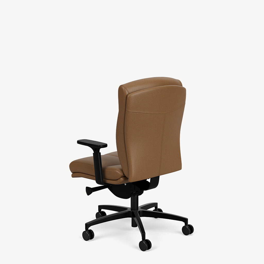 6901-mid-back-split-shell-black-framework-height-adjustable-arm-brown-leather-back45