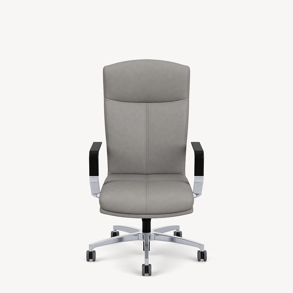6903-high-back-polished-cantilever-arm-grey-leather-polished-base-front