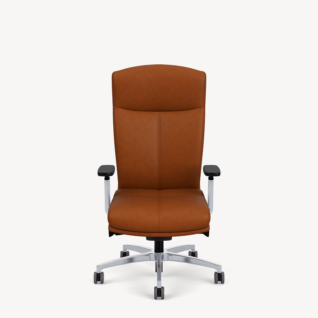 6903-high-back-split-shell-polished-framework-height-adjustable-arm-orange-leather-front