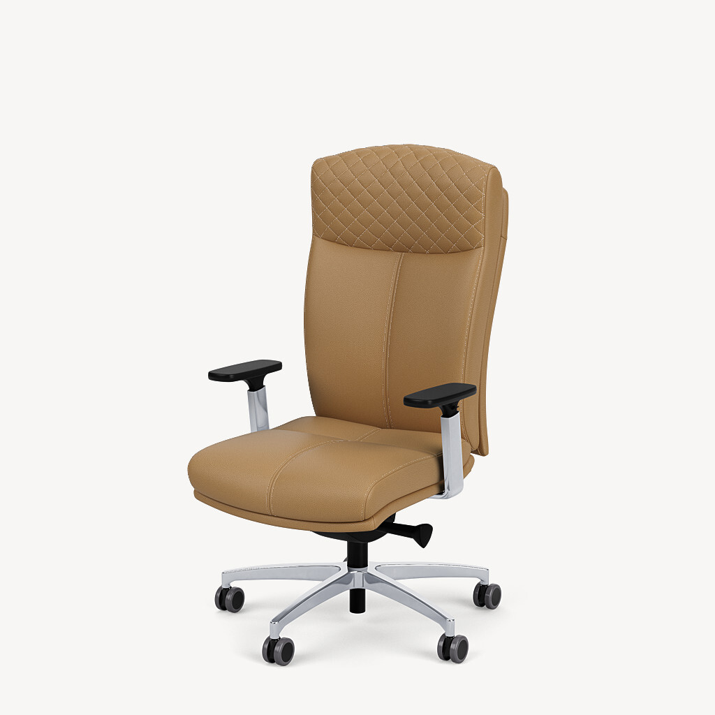 6903-high-back-split-shell-polished-framework-height-adjustable-arm-tan-leather-front45