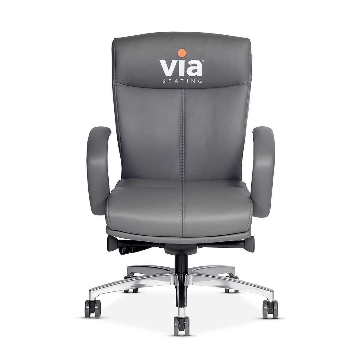 carmel-mid-back-grey-leather-polished-framework-emboridery-front