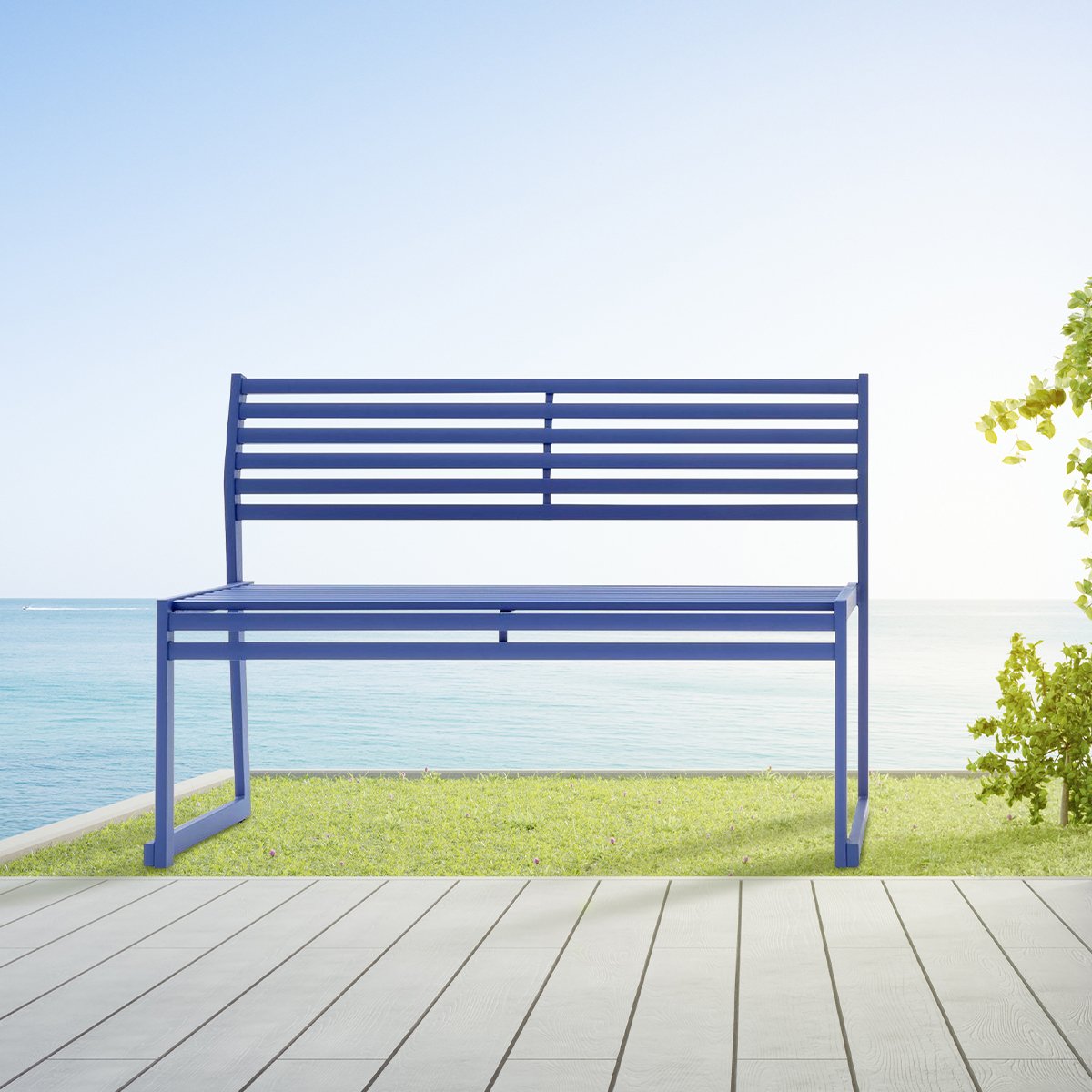cortina-blue-bench-in-park