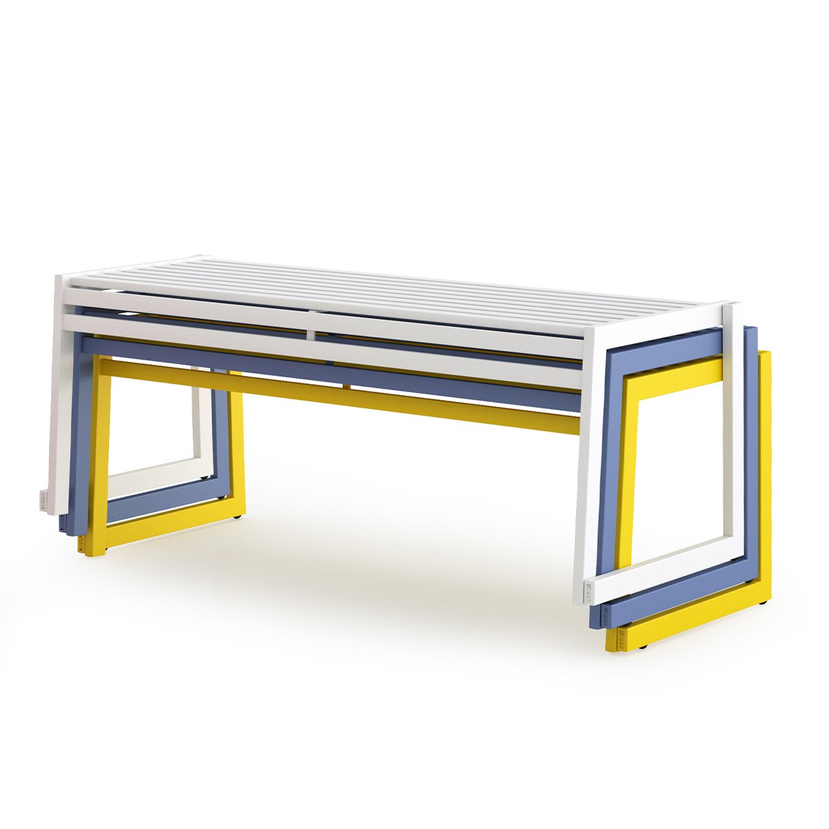 cortina-colored-stacked-backless-benches-long