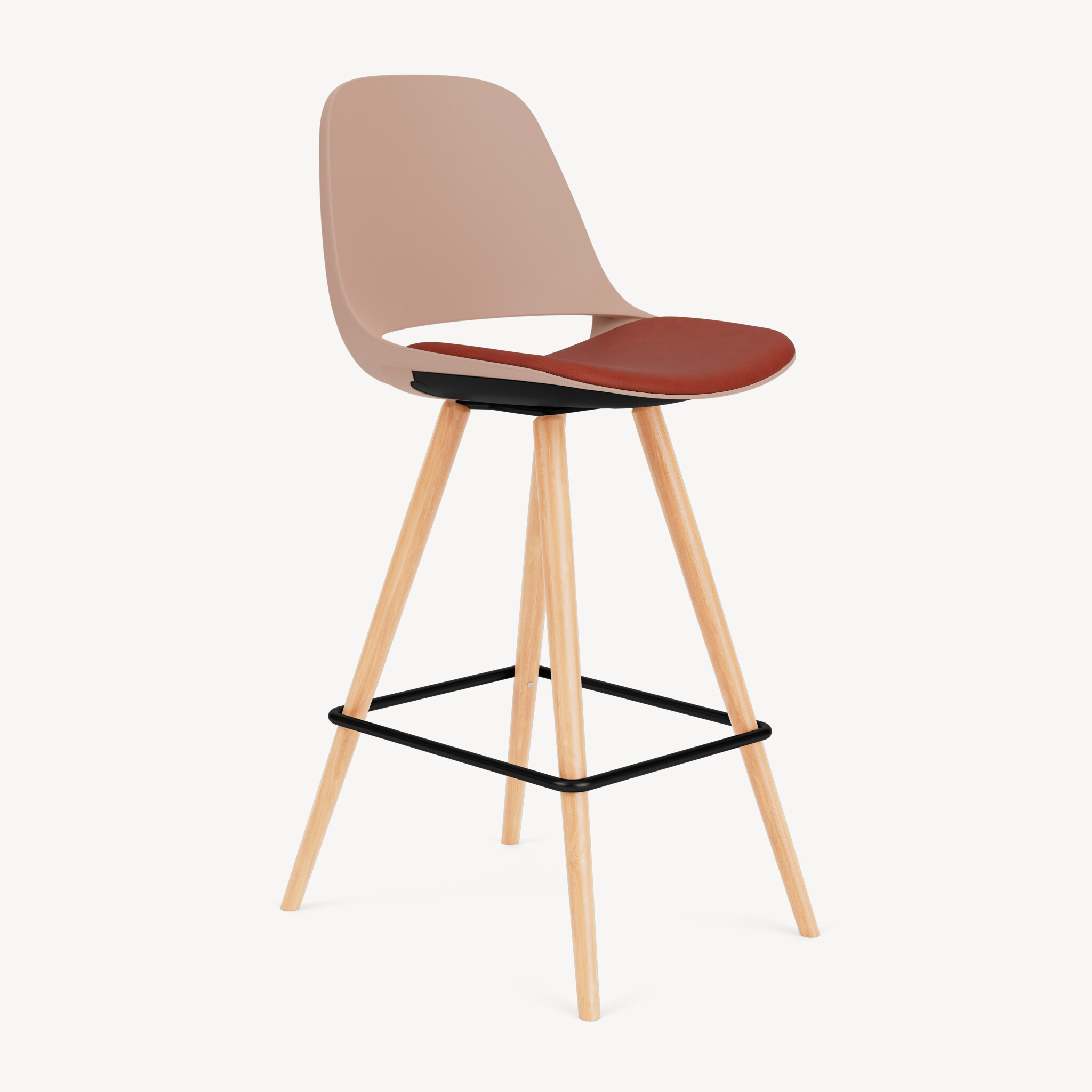 645-dusty-rose-beech-wood-base-red-upholstered-seat-front45