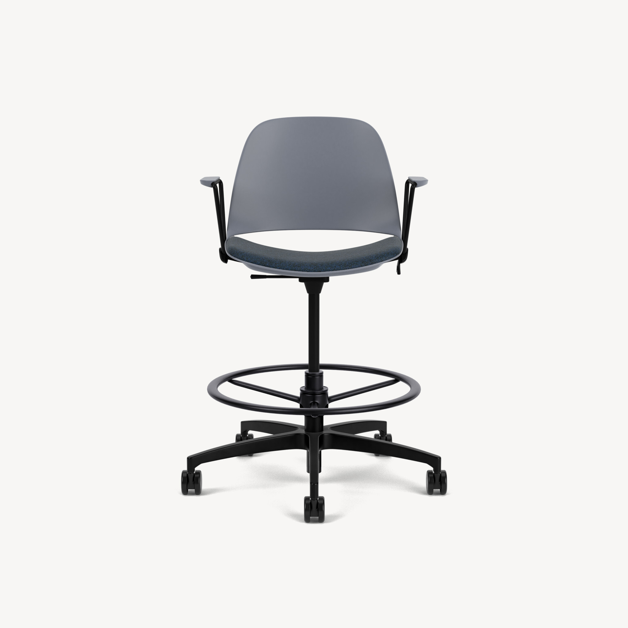 646-grey-poly-black-arms-stool-kit-navy-upholstery-front