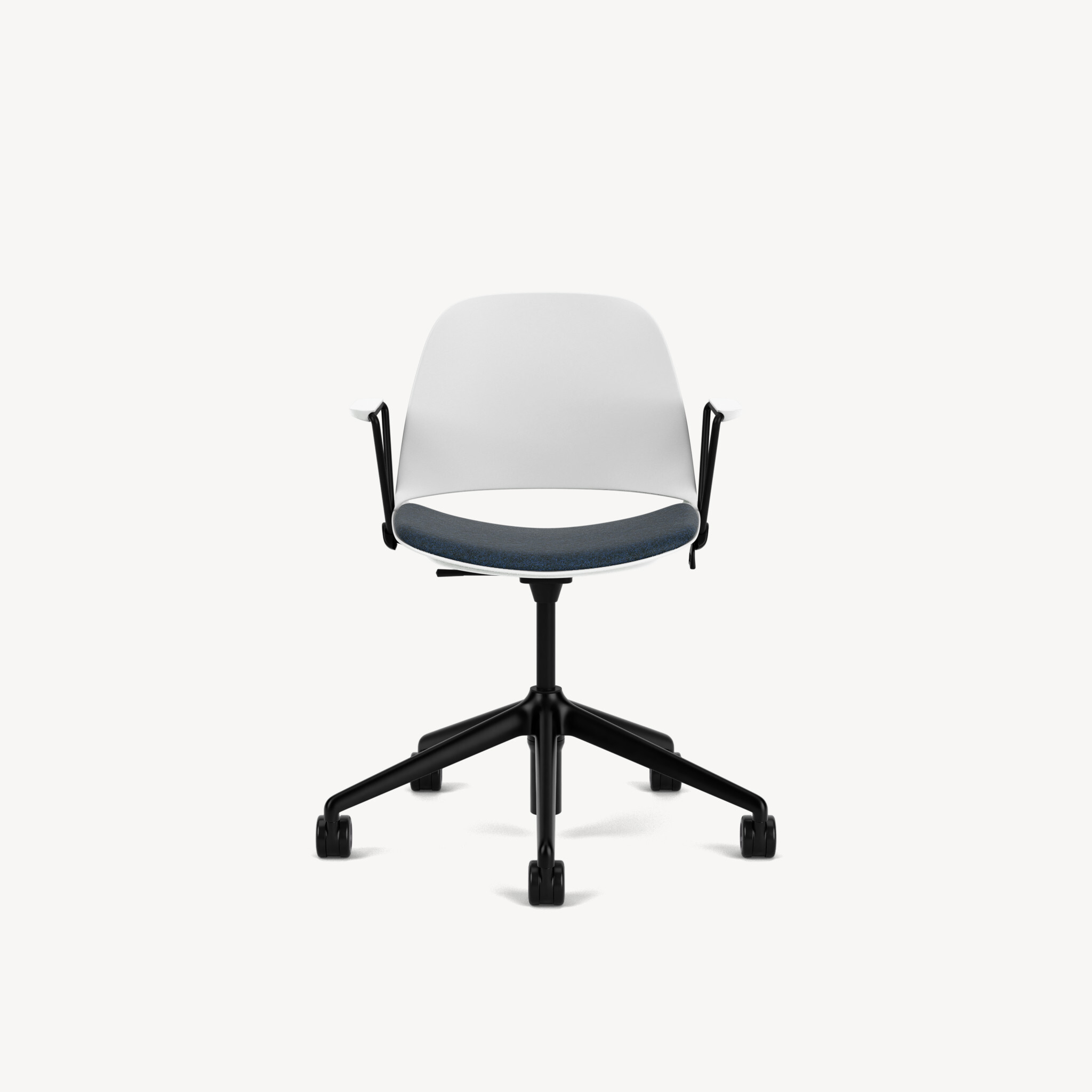 646-white-poly-black-arms-high-profile-base-navy-upholstery-front