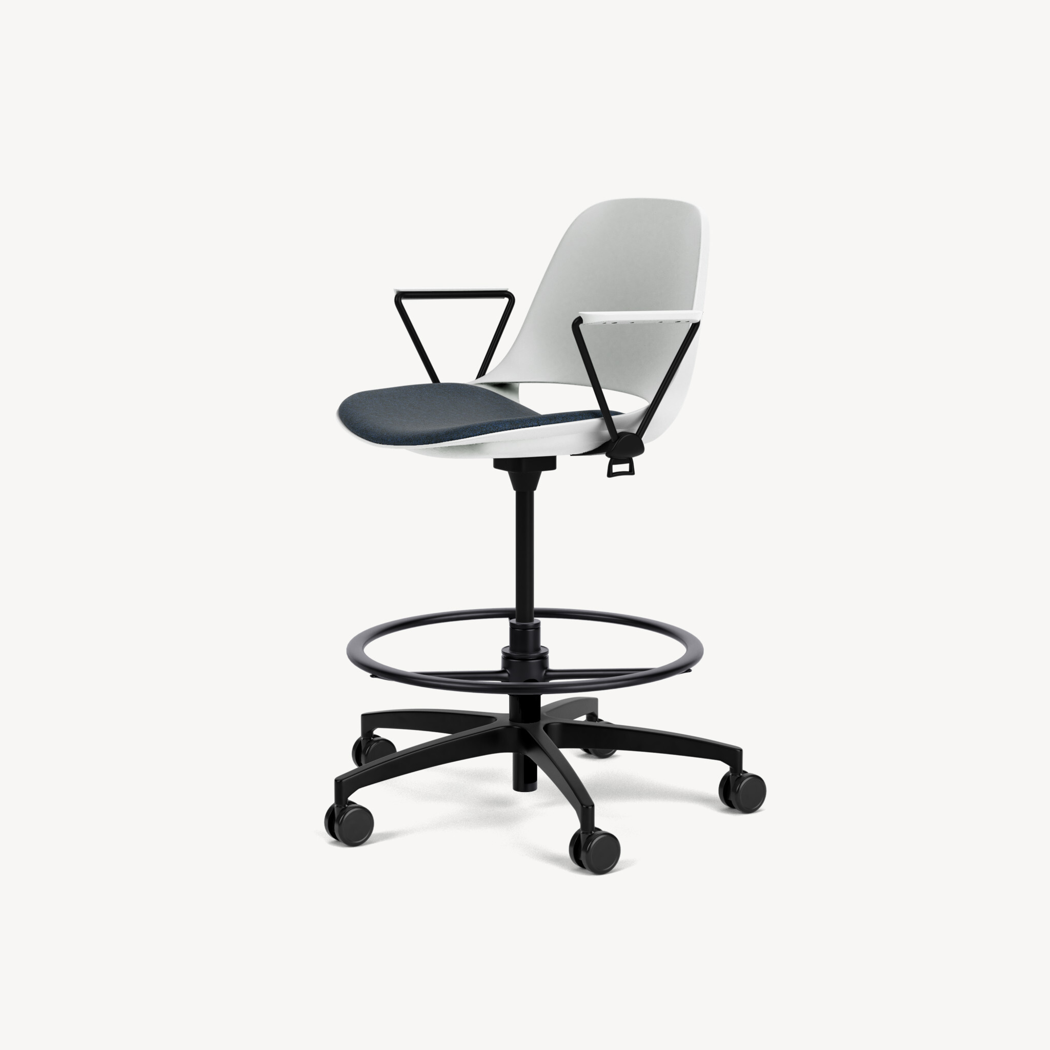 646-white-poly-black-arms-stool-kit-navy-upholstery-front45