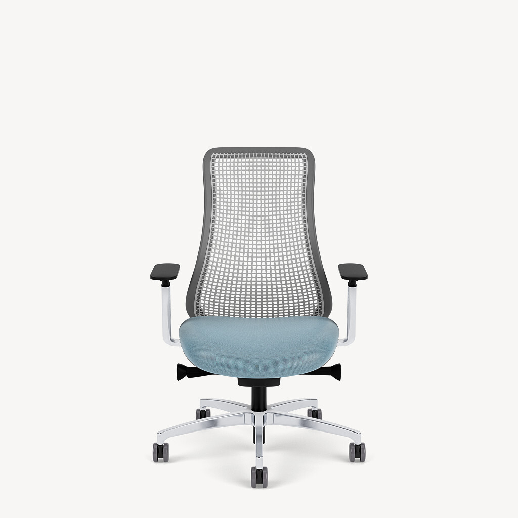 441-grey-framework-grey-TPU-blue-seat-polished-dynamic-arm-polished-base-front