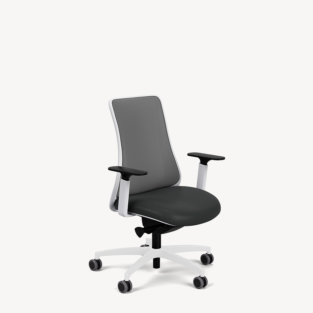 405-white-framework-grey-mesh-dynamic-arm-black-seat-front45