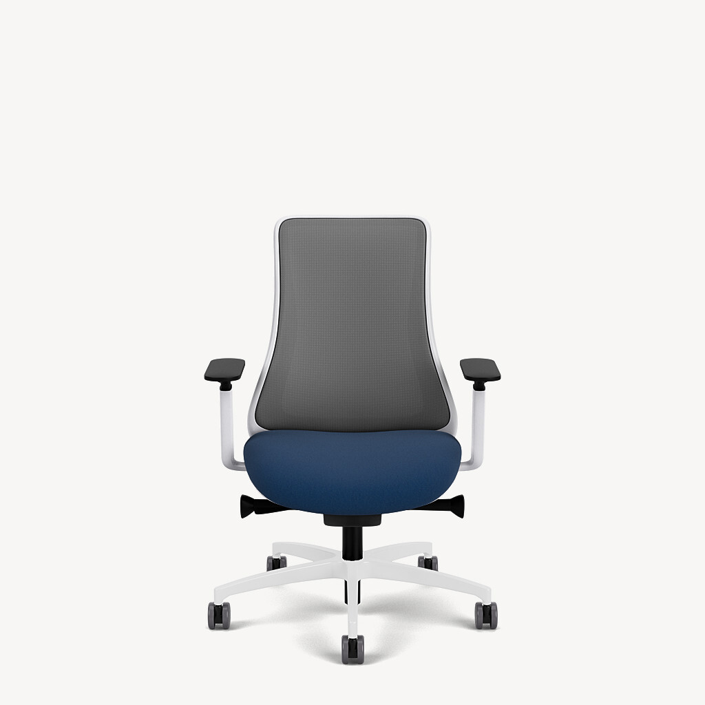 405-white-framework-grey-mesh-dynamic-arm-blue-seat-front