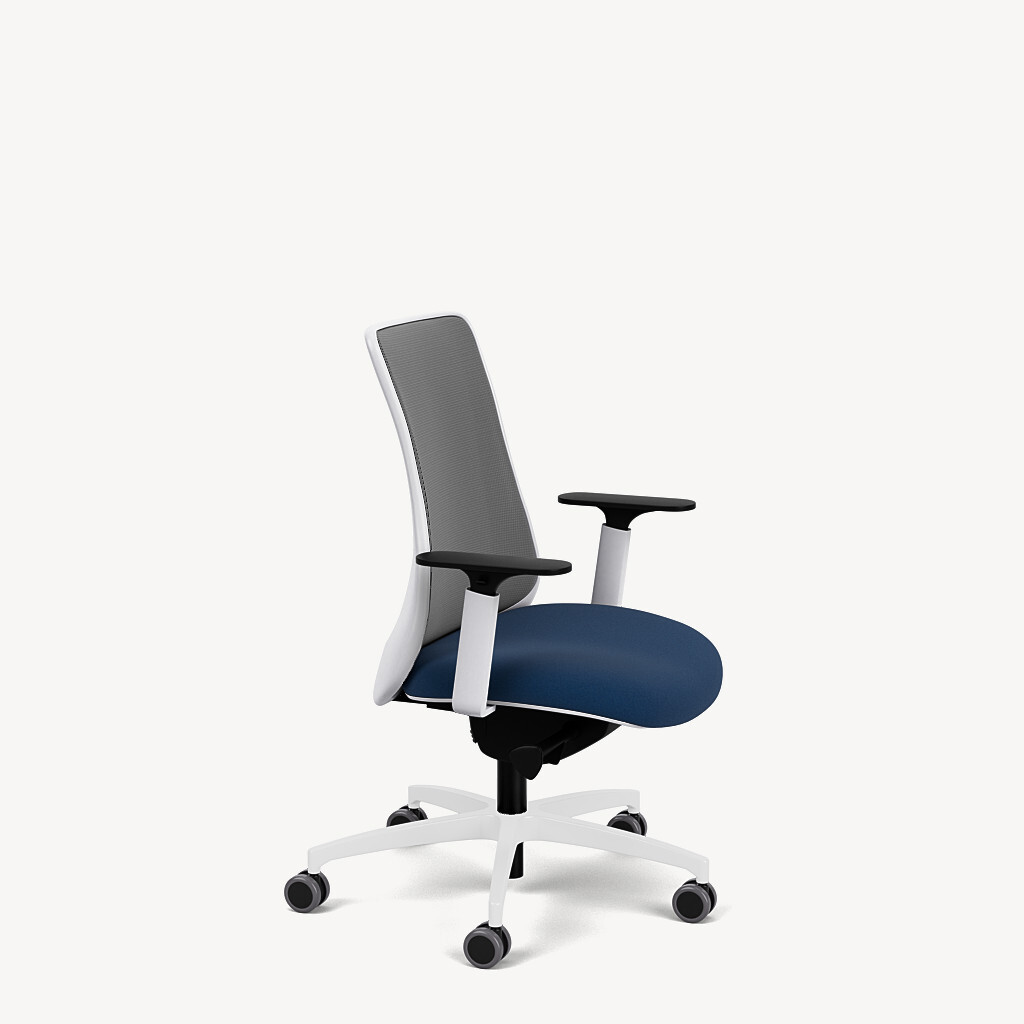 405-white-framework-grey-mesh-dynamic-arm-blue-seat-front45