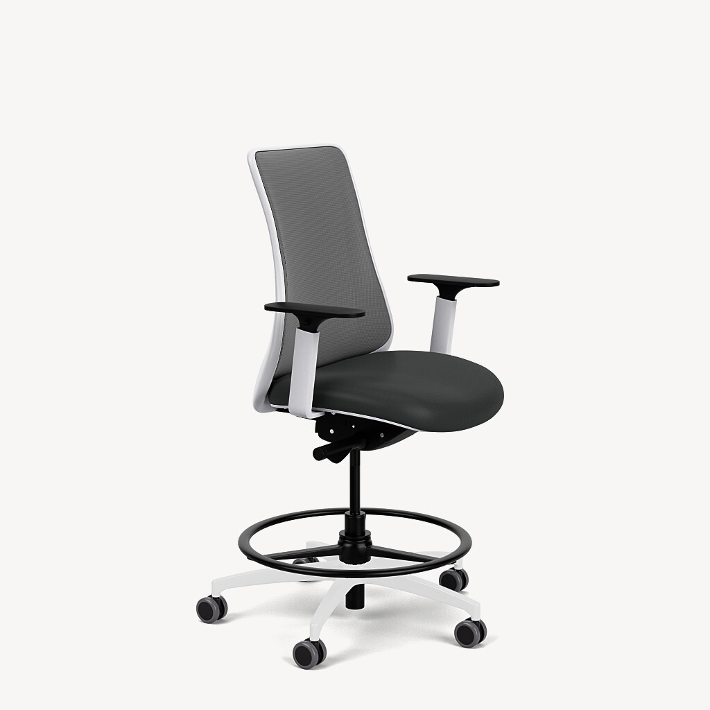 405S-stool-white-framework-grey-mesh-dynamic-arm-black-seat-front45