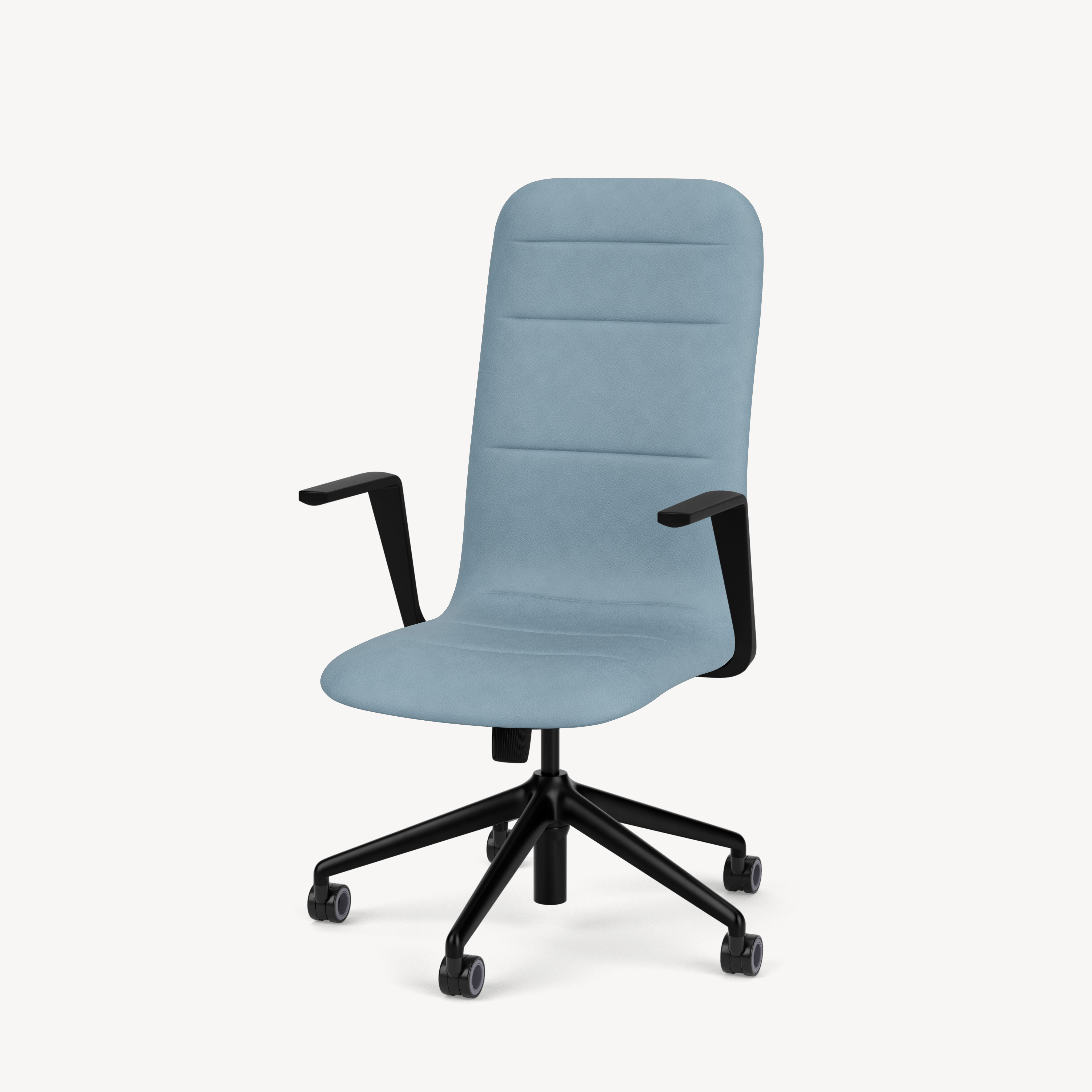 210-black-framework-blue-upholstery-front45