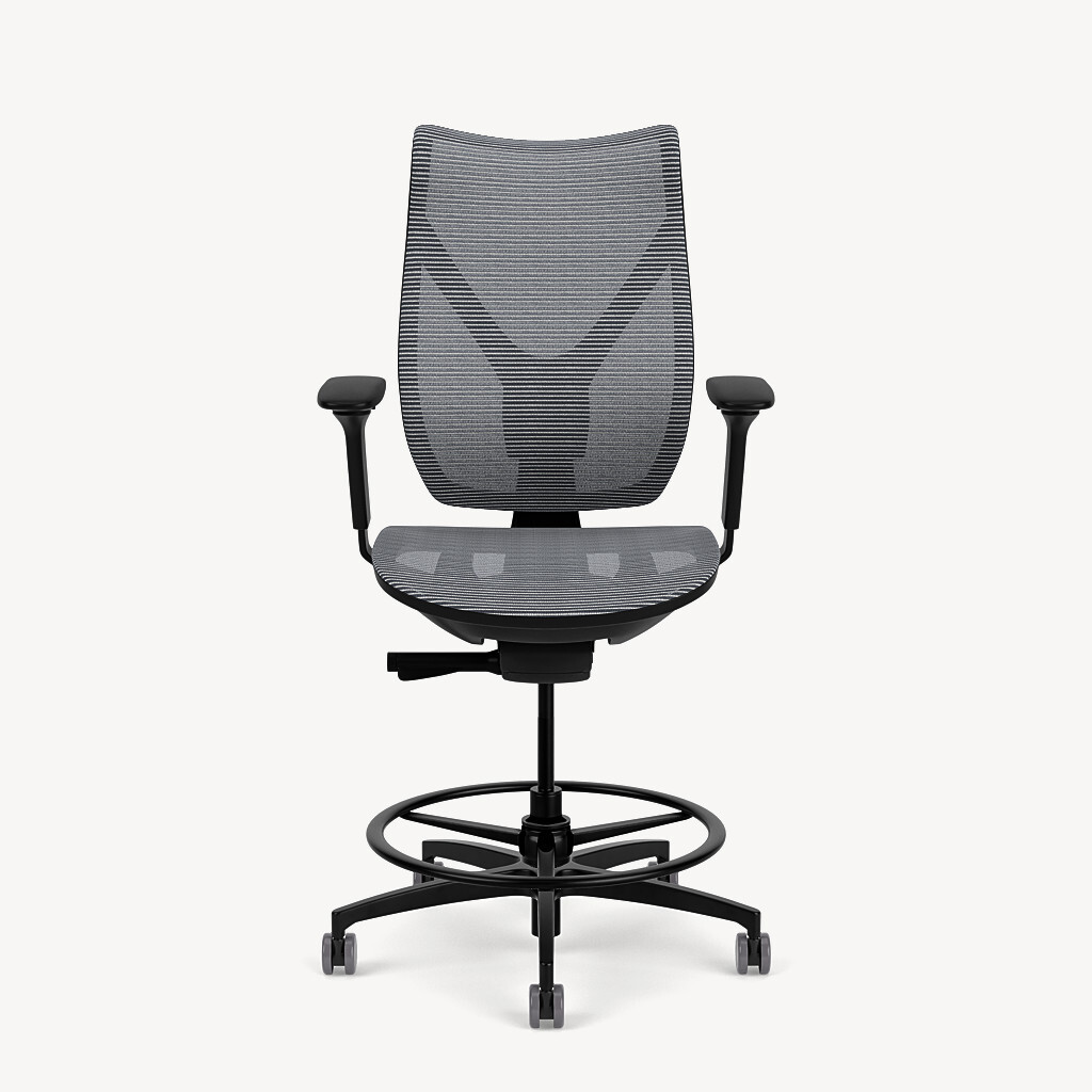 201S-black-framework-grey-mesh-adjustable-arm-front