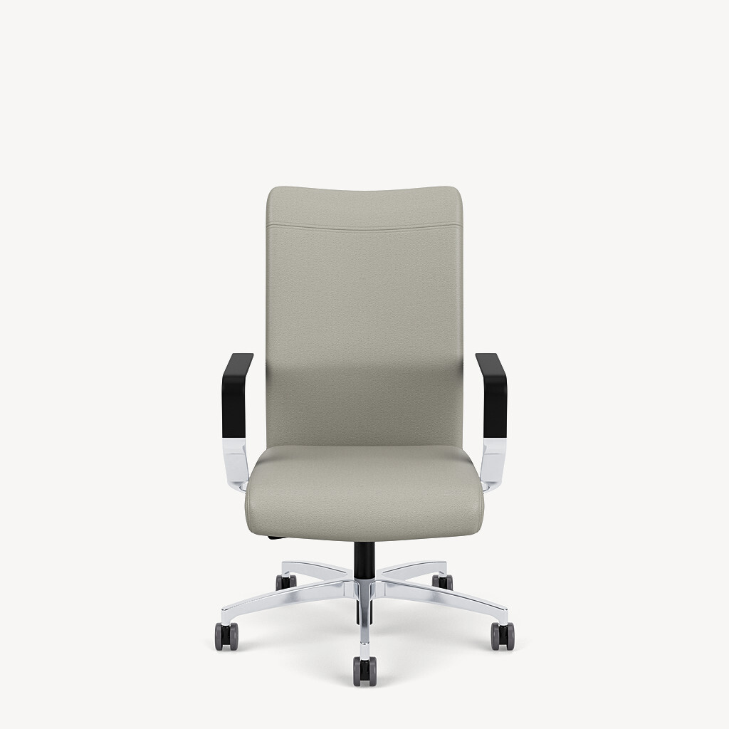 162-polished-framework-cantilever-arm-taupe-upholstery-front