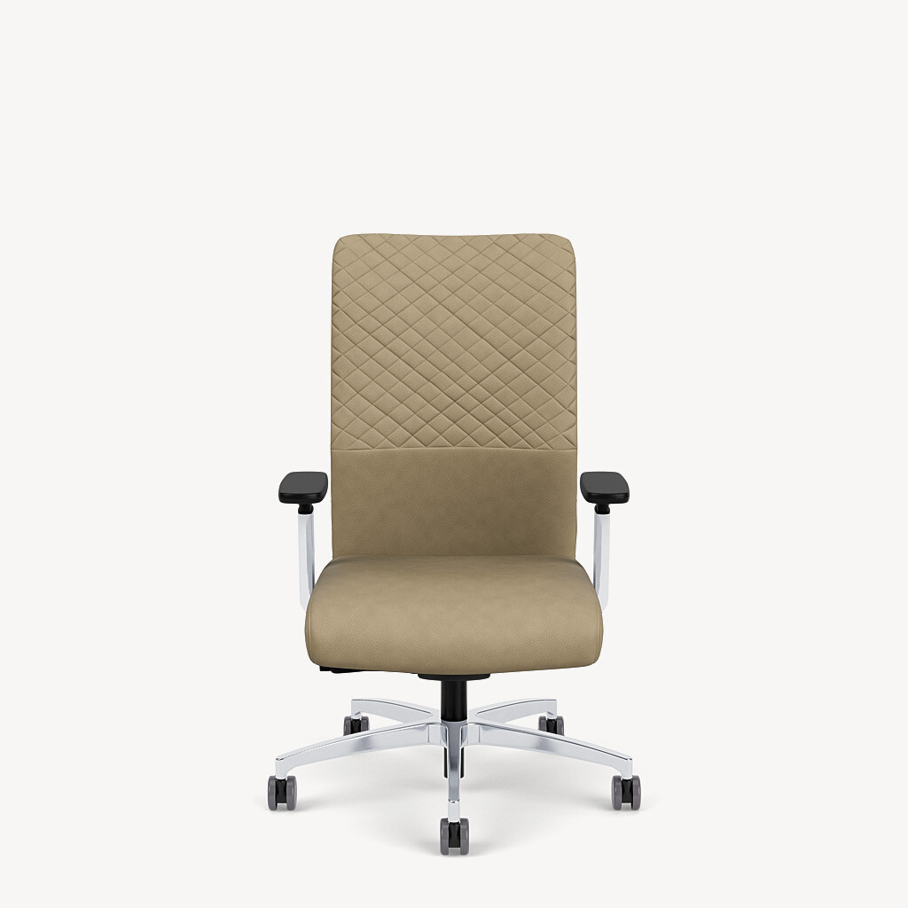 182-polished-framework-adjustable-arm-taupe-upholstery-front