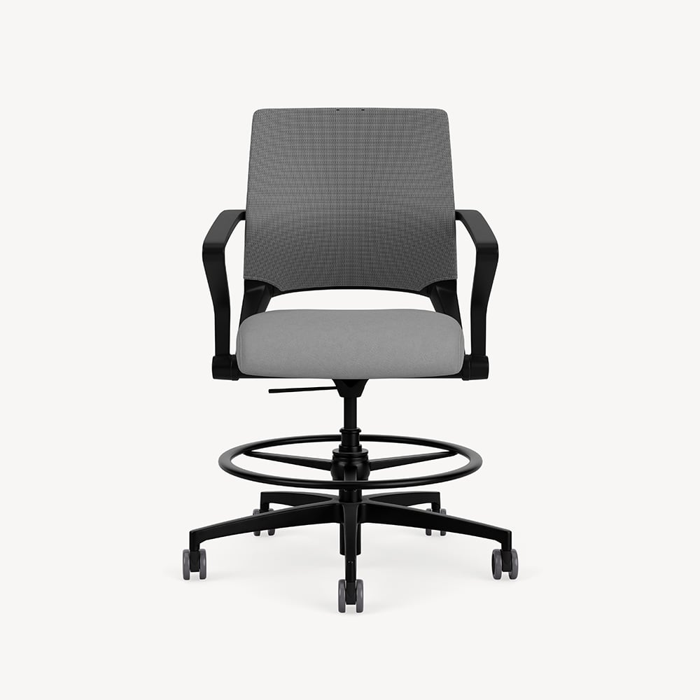 reset-sit-to-stand-telescoping-gaslift-black-framework-silver-mesh-arms-front