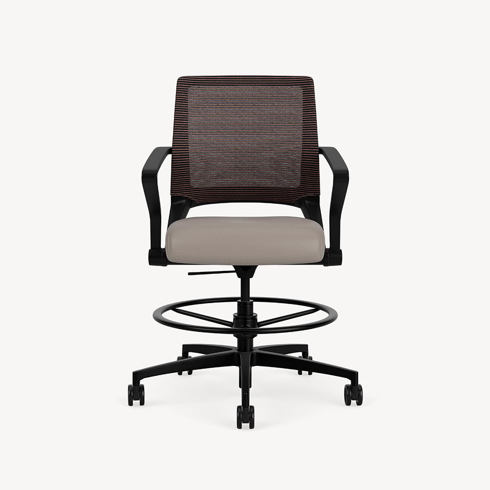 reset-stool-black-framework-copper-mesh-arms-front