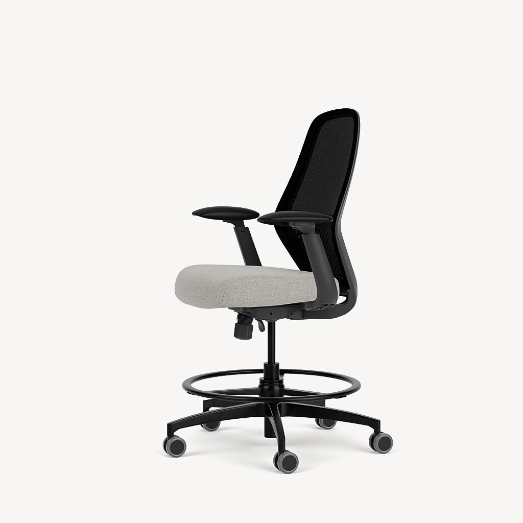222S-stool-black-framework-black-mesh-adjustable-arm-grey-seat-front45