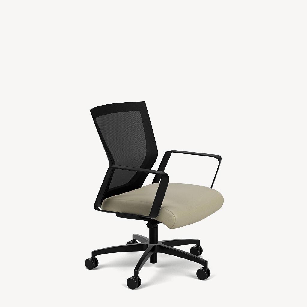 971-black-framework-black-mesh-loop-arm-taupe-seat-front45