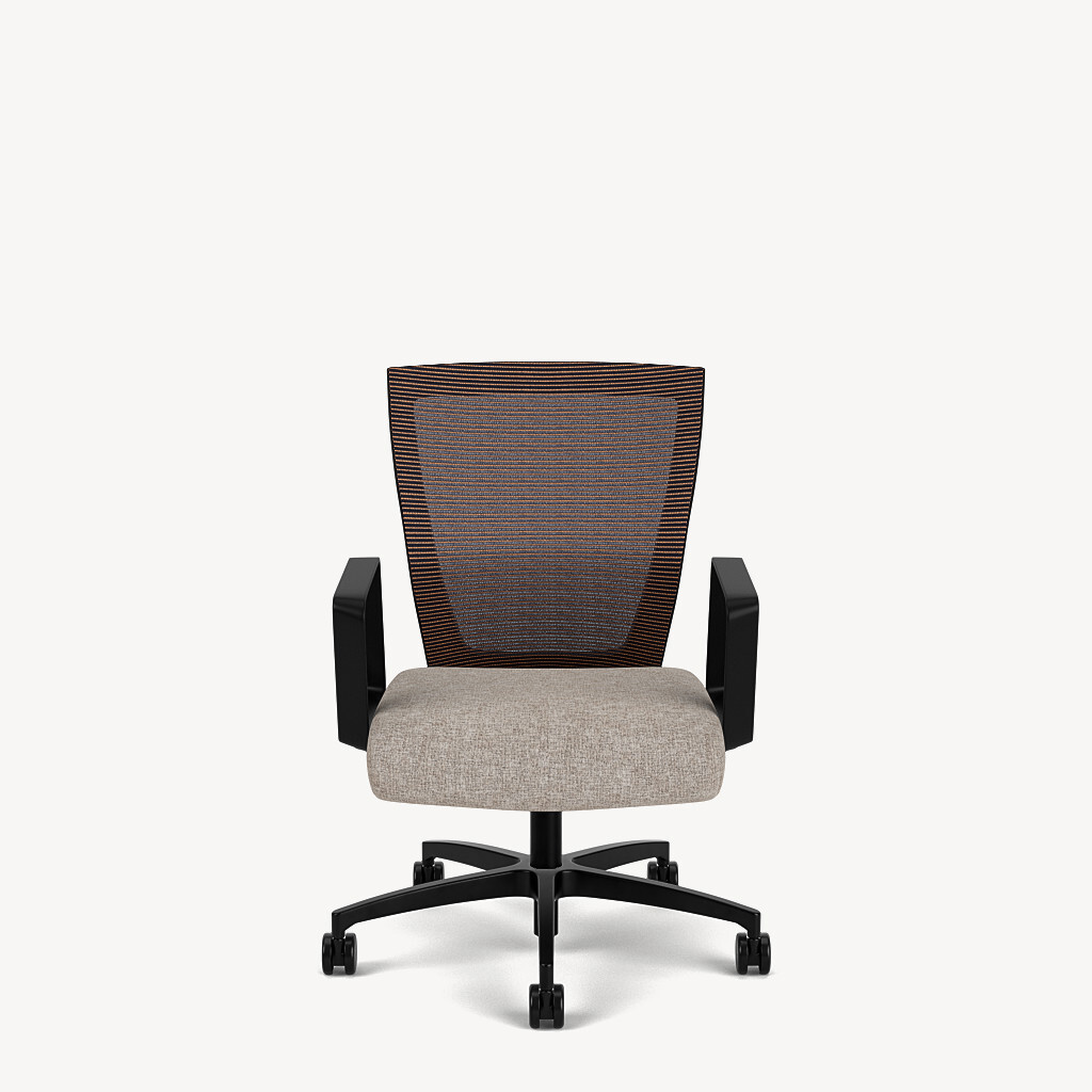 971-black-framework-natural-copper-mesh-loop-arm-taupe-seat-front