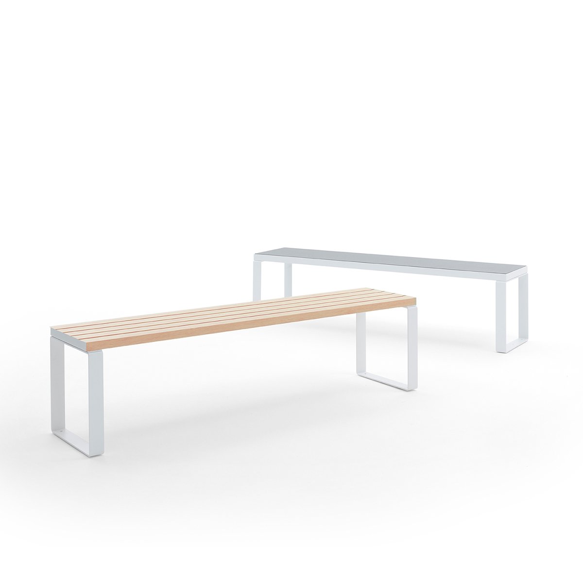 sempreverde-backless-benches-metal-bases-and-faux-wood