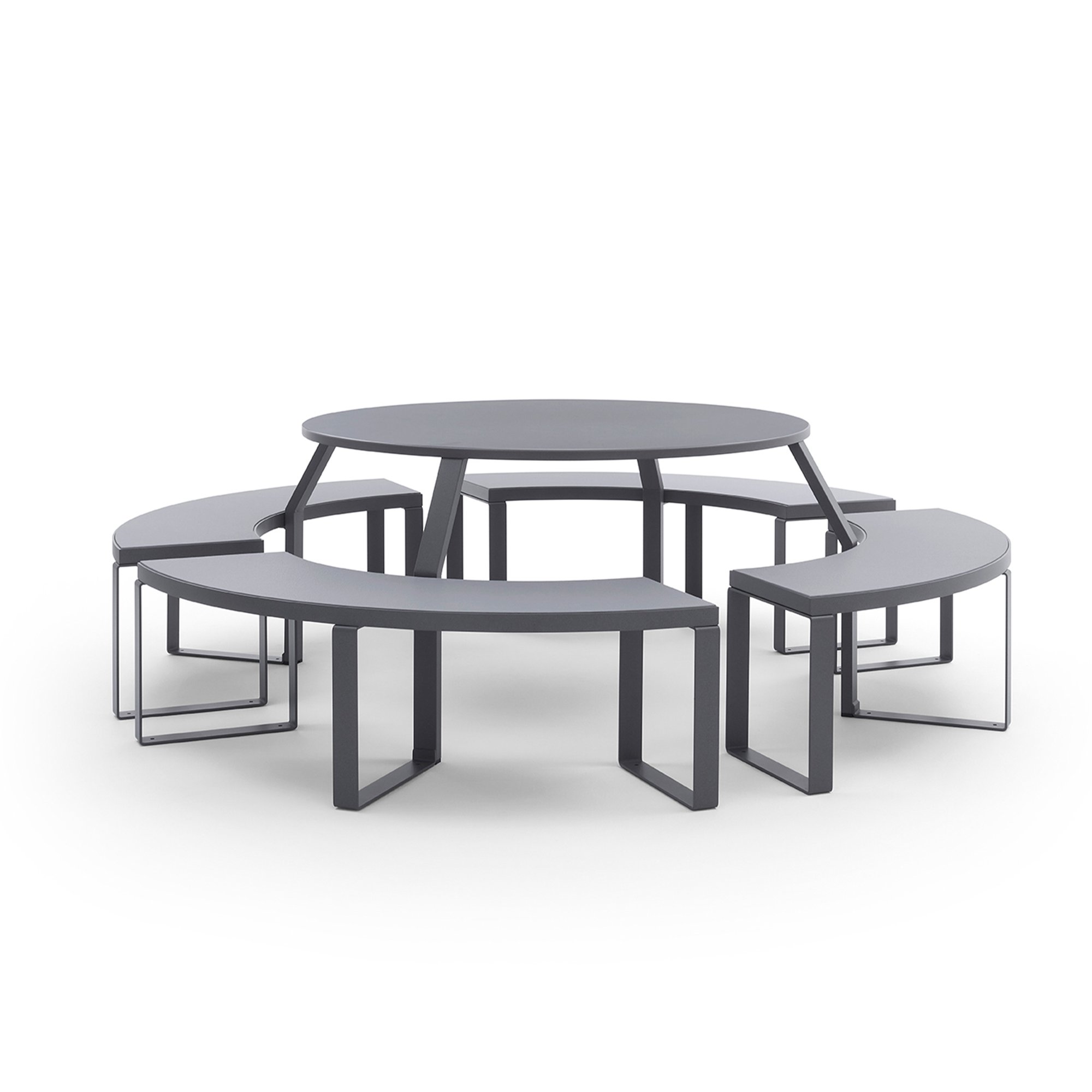 Sempreverde.040 anthracite table with curved benches