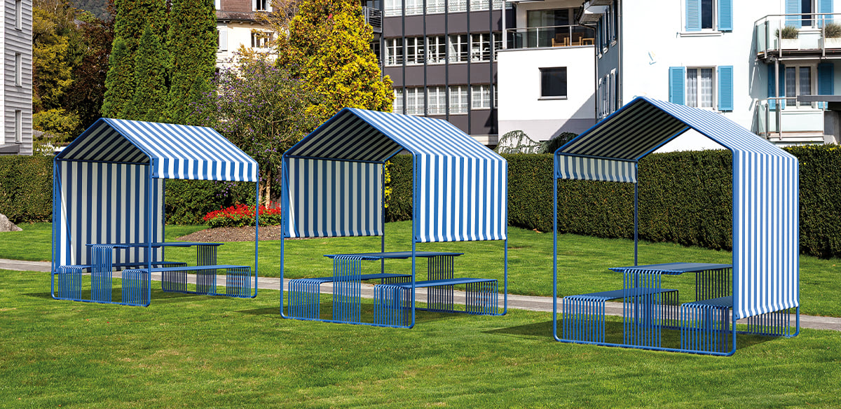 Sierra picnic tables with cabanas