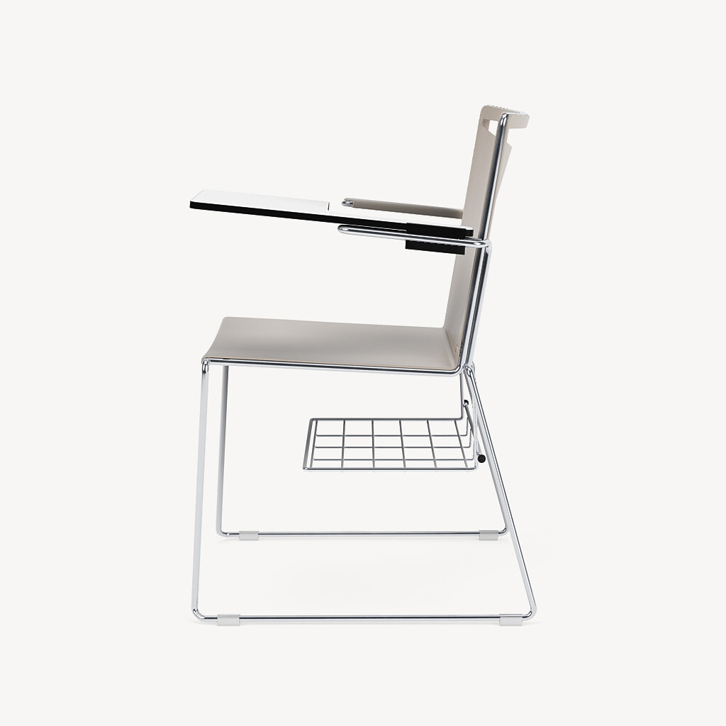 801-chrome-frame-sand-poly-arms-white-tablet-arm-chrome-bookrack-side
