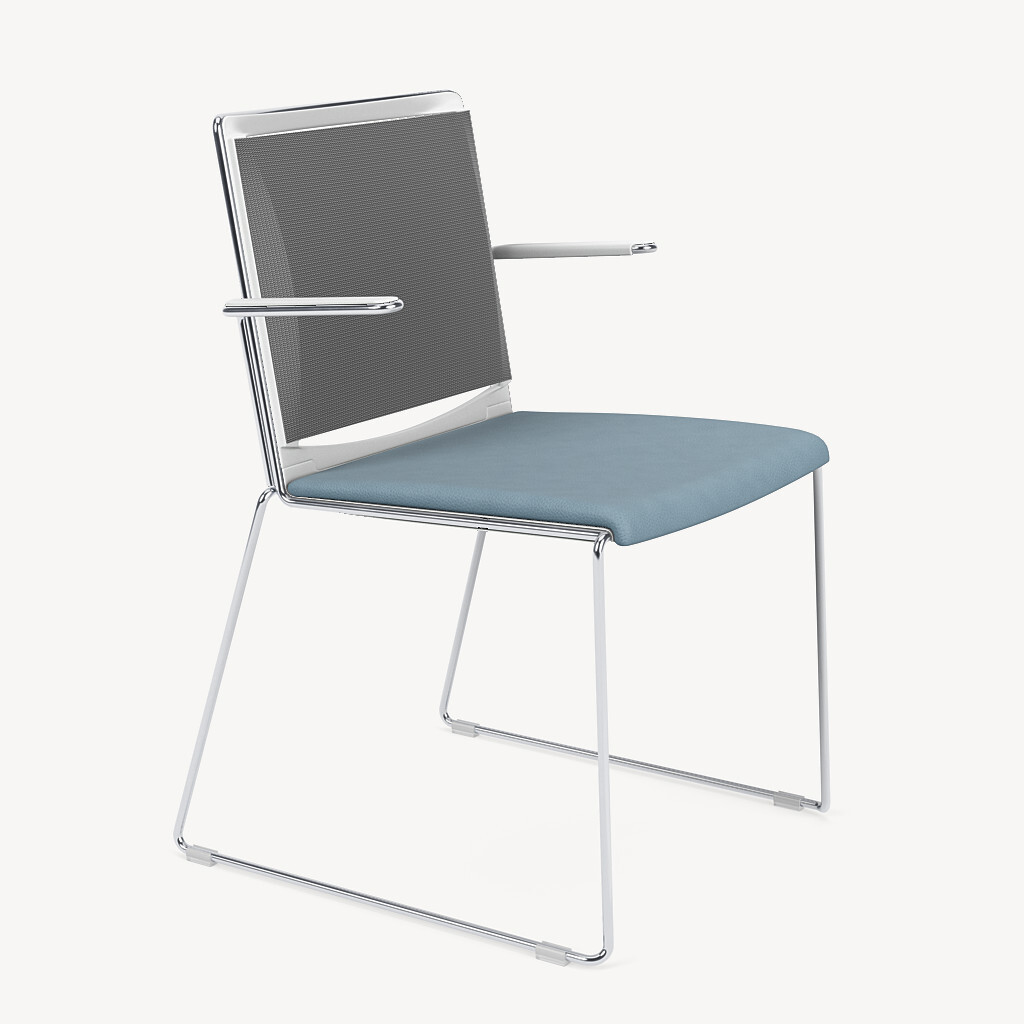802-chrome-frame-silver-mesh-white-poly-arms-blue-seat-front45