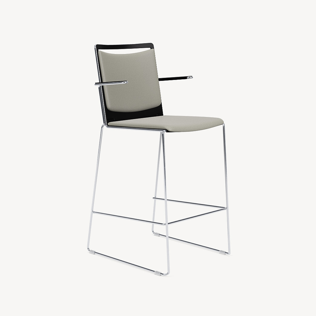 807-chrome-frame-black-poly-arms-taupe-seat-and-backrest-front45