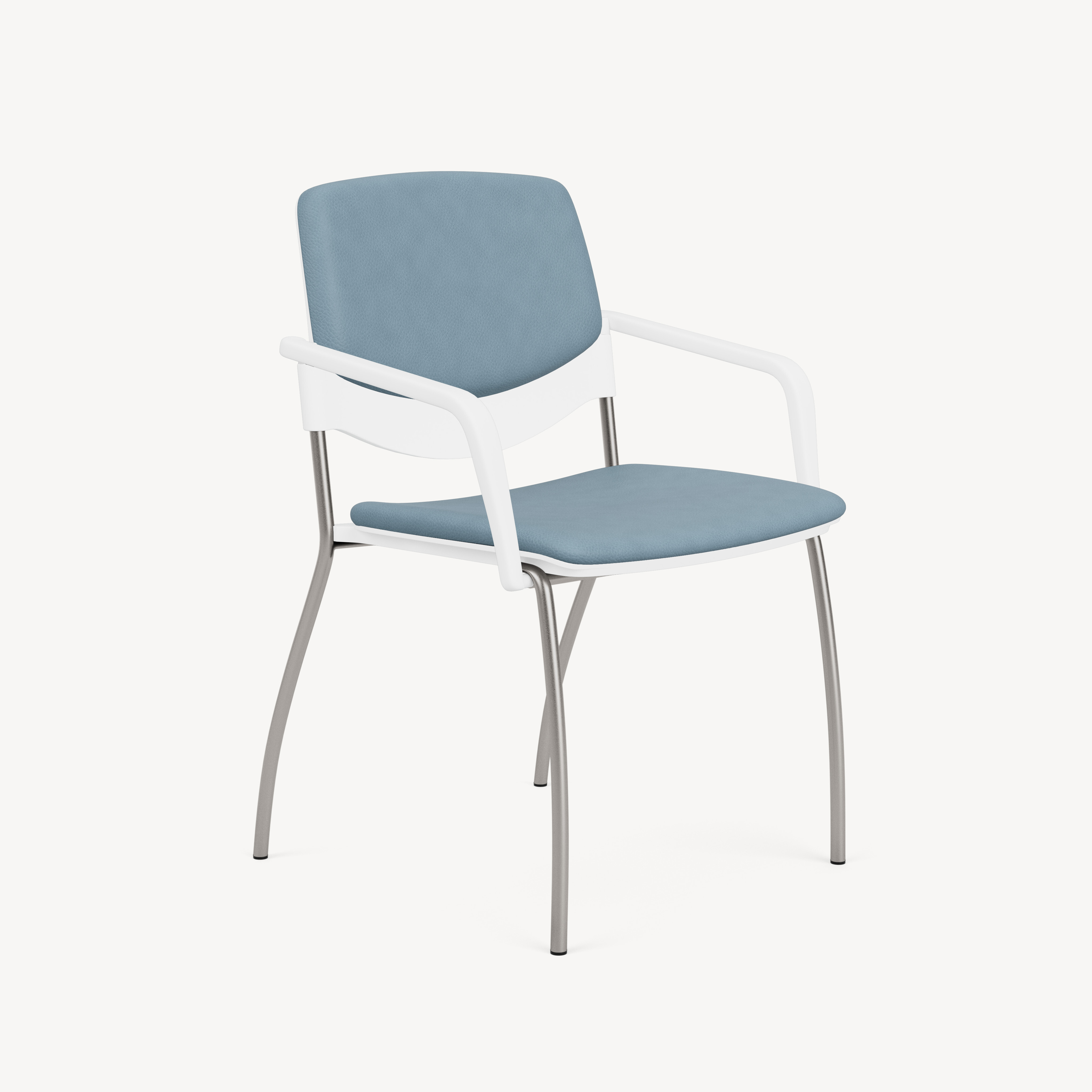 602-white-poly-white-arms-blue-upholstery-front45