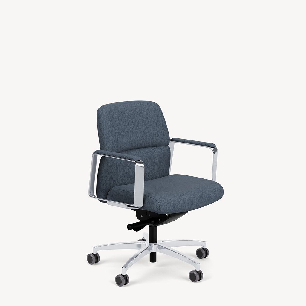 873-blue-leather-polished-framework-loop-arm-with-pad-front45