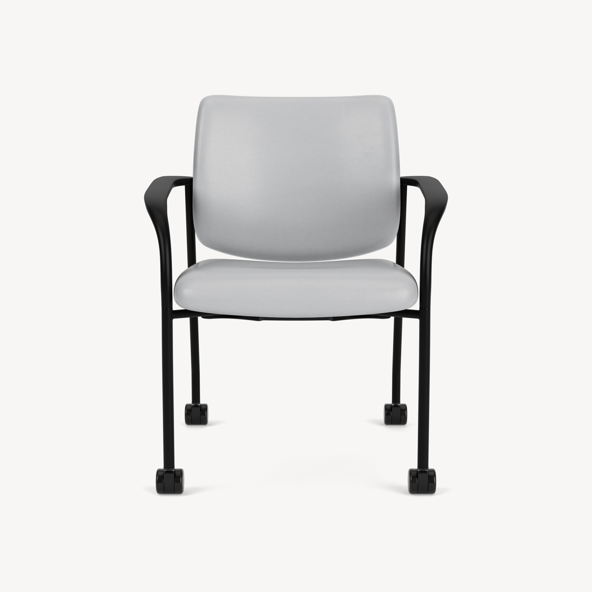 302-black-arm-black-frame-light-grey-upholstery-casters-upholstered-backshell-front