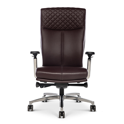 Carmel with adjustable arm, polished framework & diamond stitch