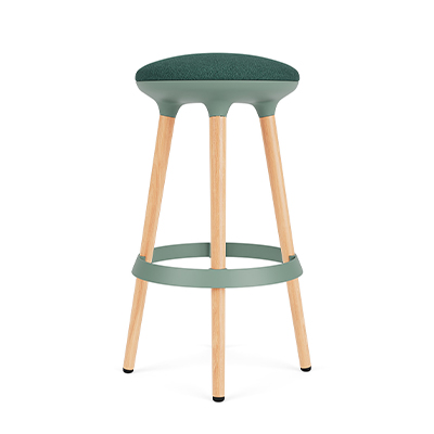 Joí counter stool on a beech wood base with loch green poly & green seat