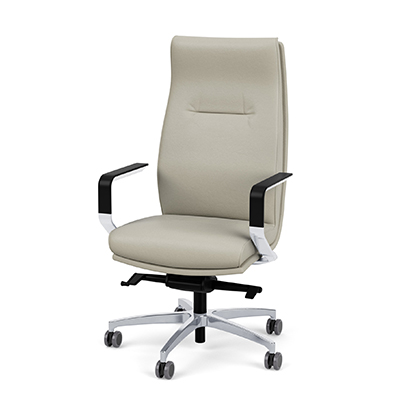 Linate high back with polished cantilever arm & base