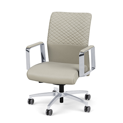 Proform light leather, loop arm with upholstered arm & polished base