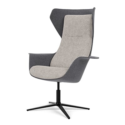 Vooom high back with light grey upholstery & a charcoal faux felt
