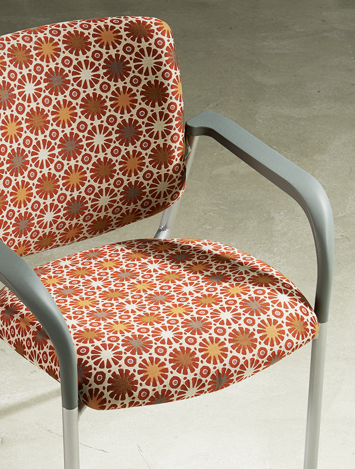 Vista  II silver frame with grey arm & patterned upholstery