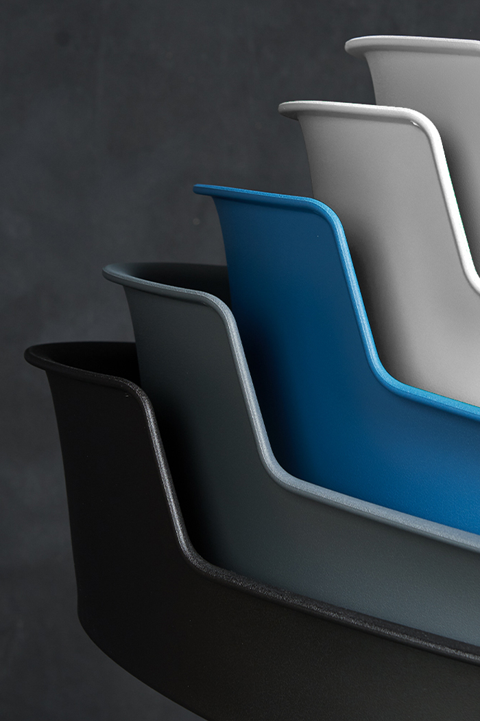 Zee stacked shells showing black, anthracite, loch blue & white